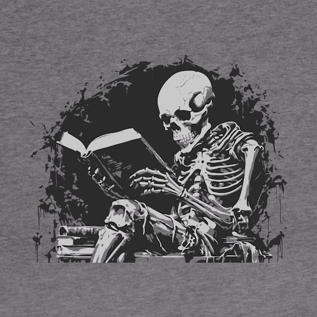 skeleton reading a book by lkn